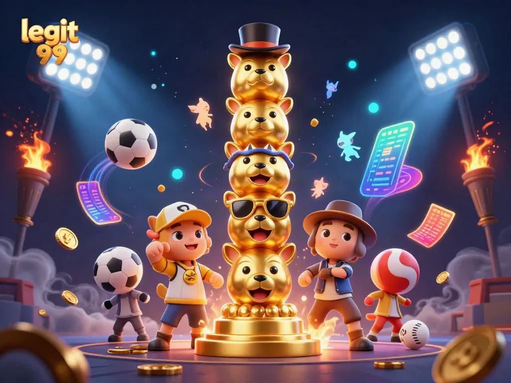 Experience the vibrant world of legit 99 with animated casino-themed elements and characters.