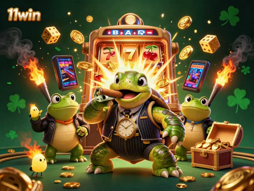 Engage with excitement at 11win in a vibrant casino scene featuring enchanting characters and a jackpot explosion.