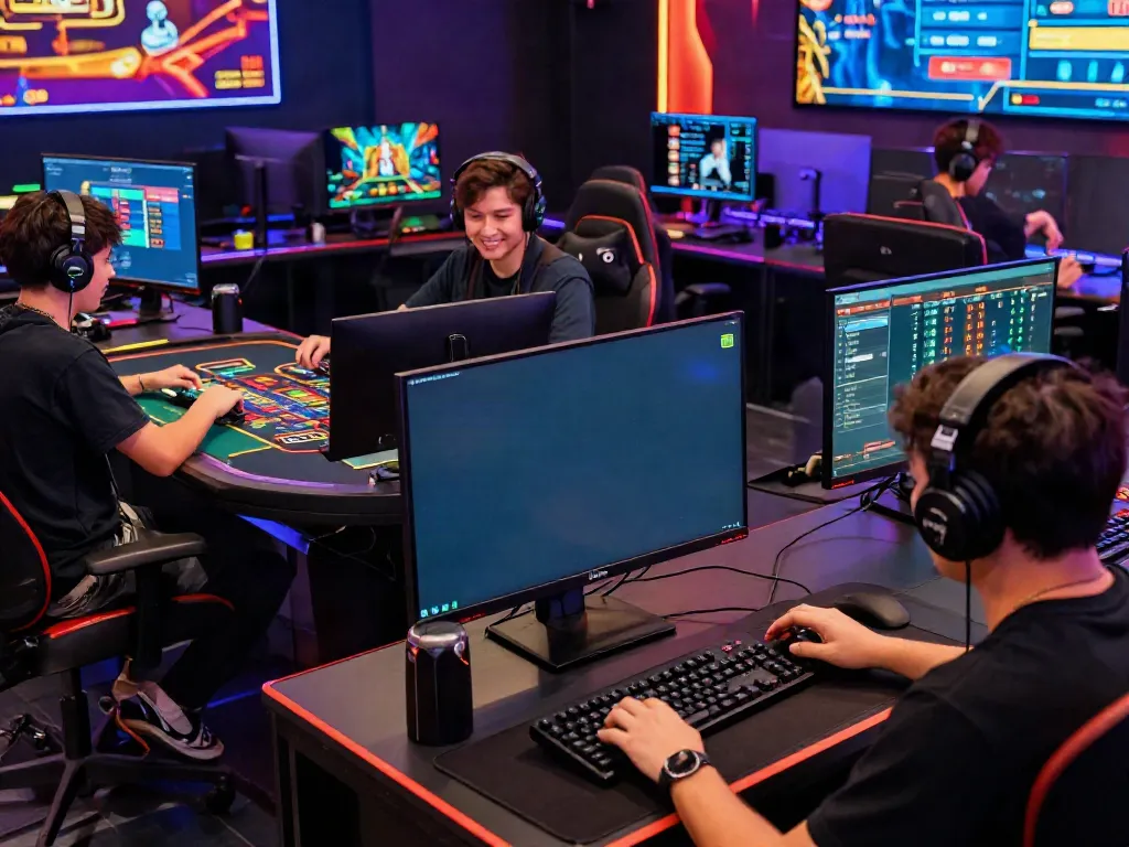 Players actively engaging with TA88 online gaming platform, showcasing live sports betting and casino games.