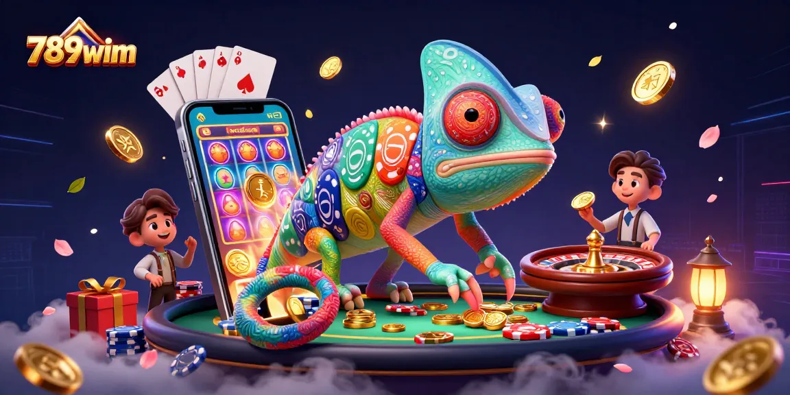 Win big with 789wim in a lively casino scene featuring exciting game elements.