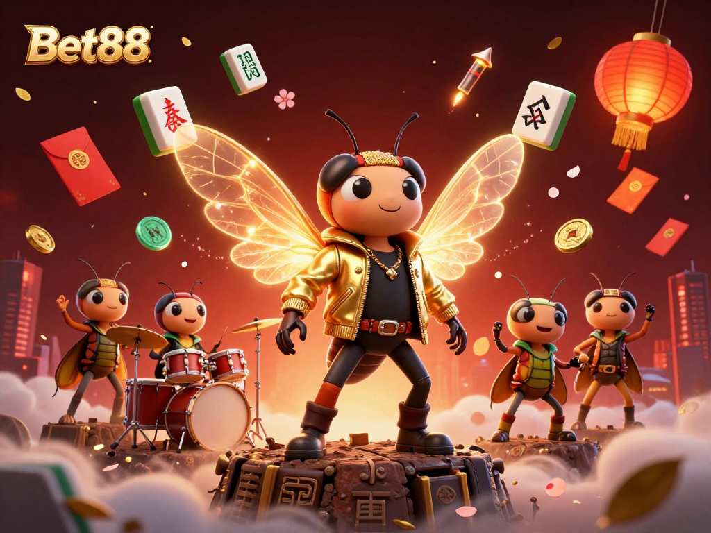 Bet88 showcases a vibrant online gambling experience with dynamic characters and casino elements.