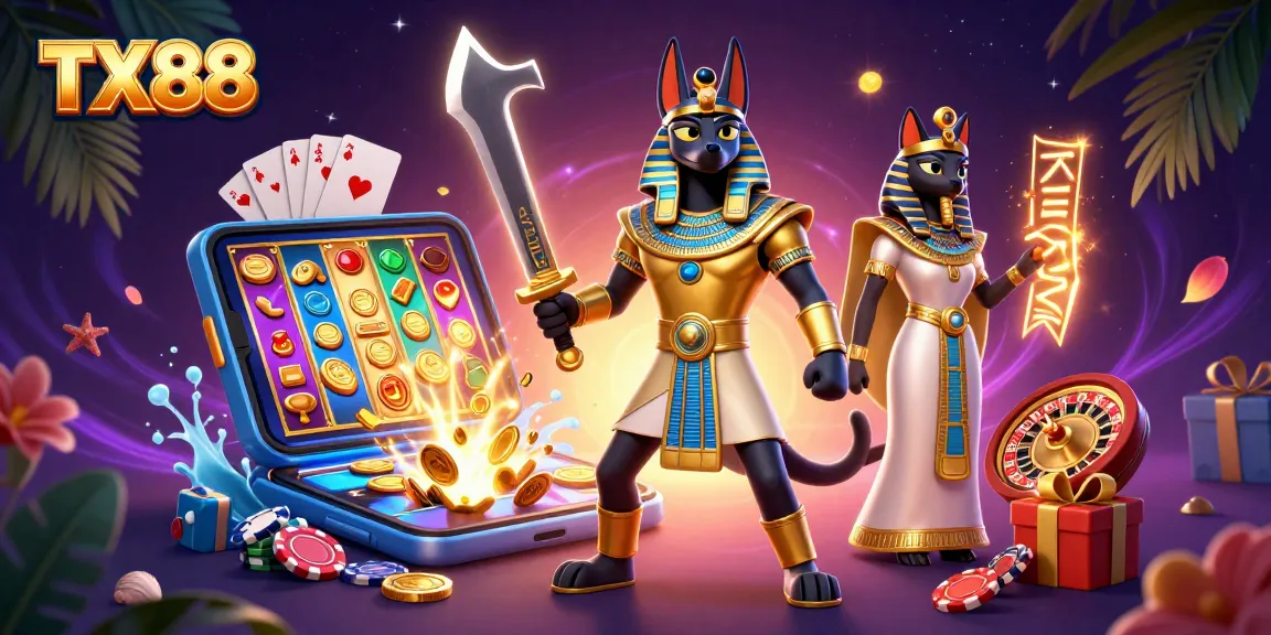 Experience thrilling gameplay with TX88 in this vibrant 3D casino adventure.