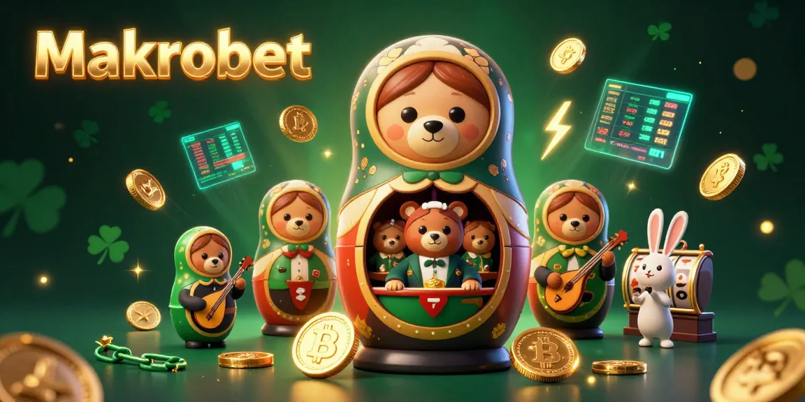 Enhance your betting strategy with Makrobet, featuring cartoon bears in a vibrant casino scene.