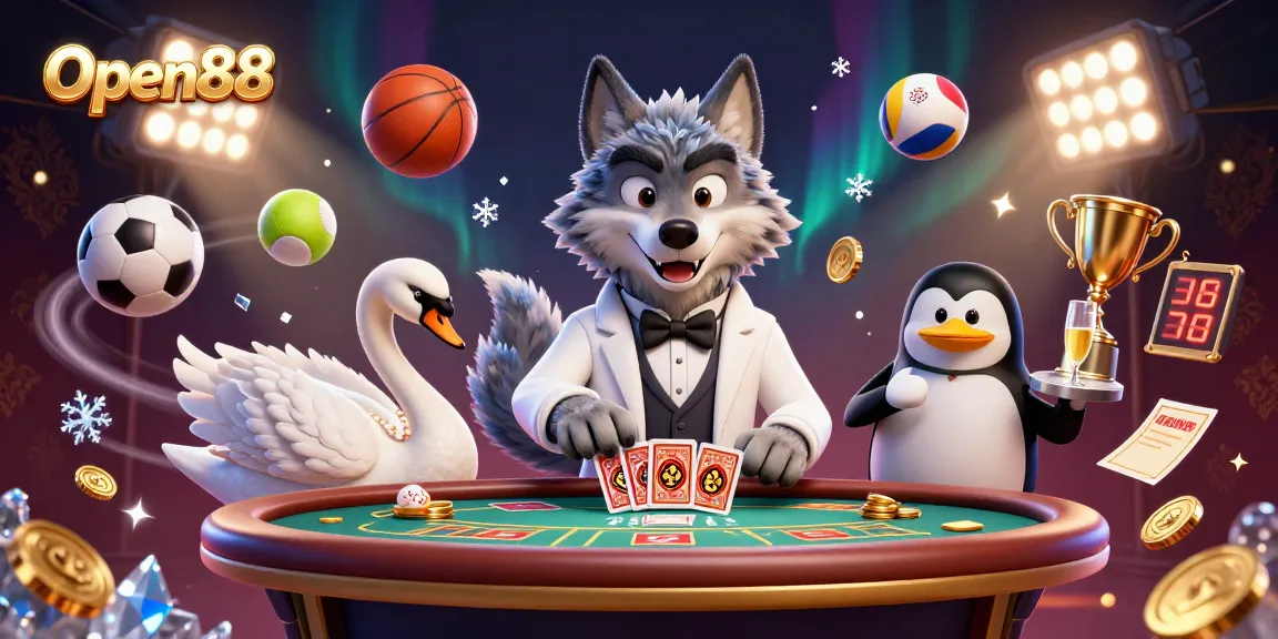 Open88 offers an exciting baccarat experience with a luxurious illustration of classy animal characters.