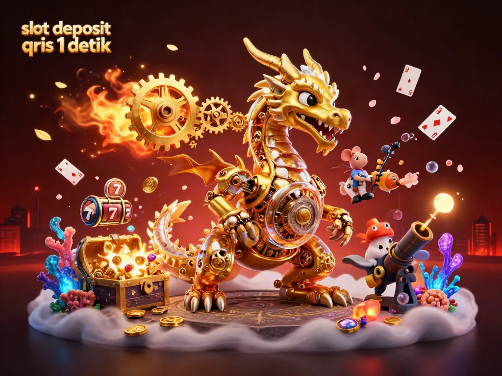 Menangkan permainan dengan slot deposit qris 1 detik, ilustrasi 3D fantastis dari kasino.