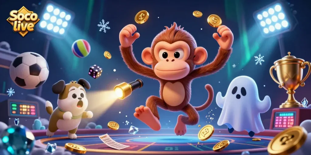 Soco live brings thrilling sports betting action to life with a playful poltergeist monkey and a curious puppy.
